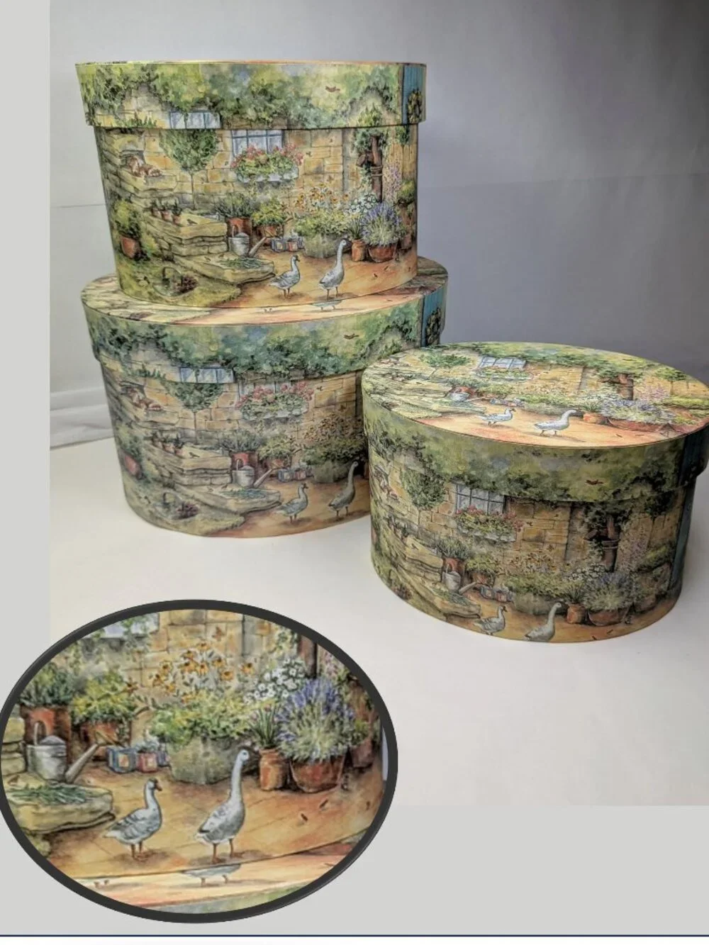 Vintage Bobs Boxes Cottage Garden Nesting Hat Box Set Sherri Buck Baldwin Lang
